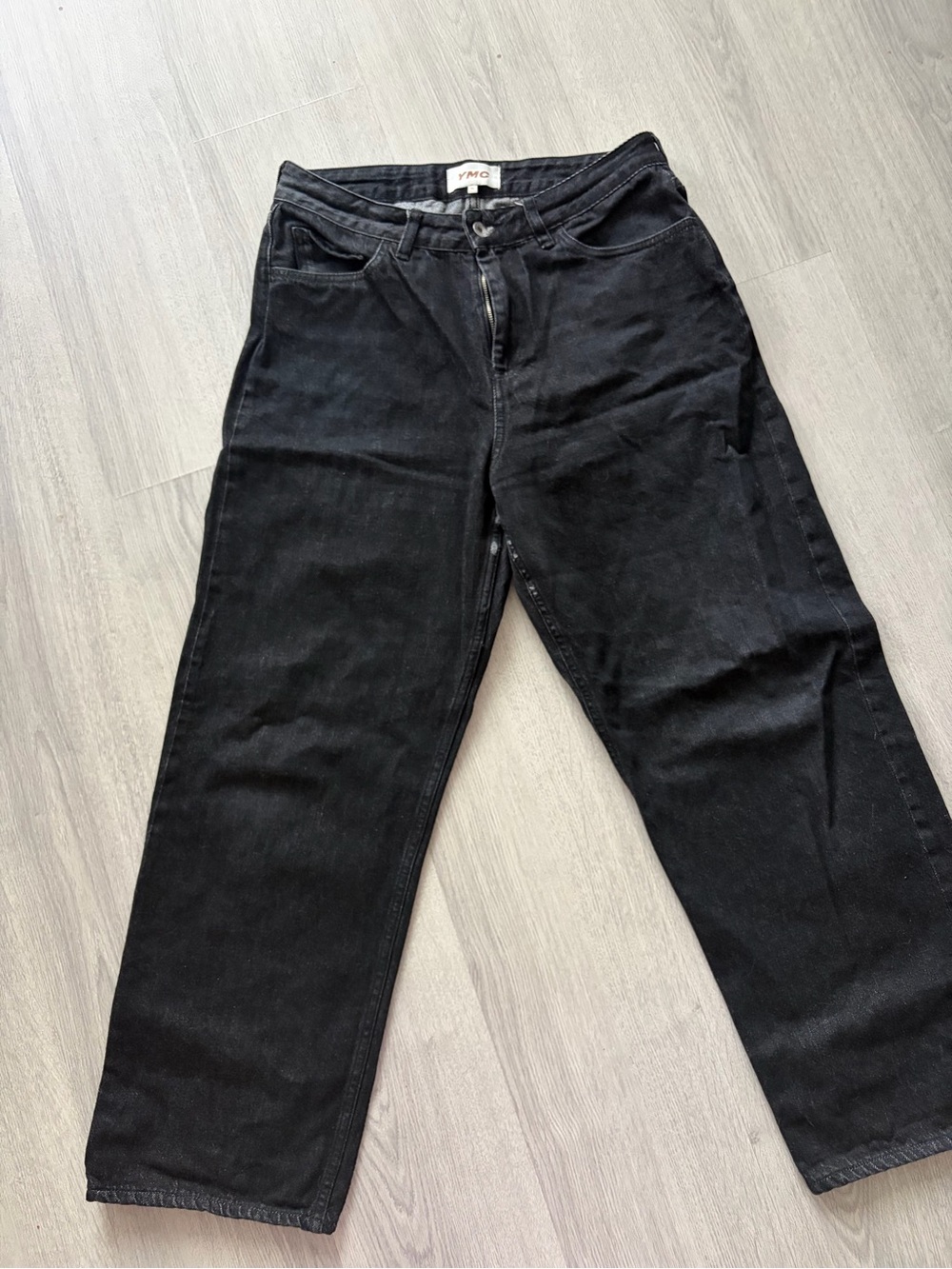 YMC Black Straight-Leg High-Rise Jeans
